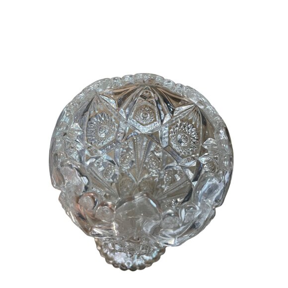 Antique 1900's Early American Pattern Glass Pedestrian floral Vase SKU 9342 - Picture 6 of 8